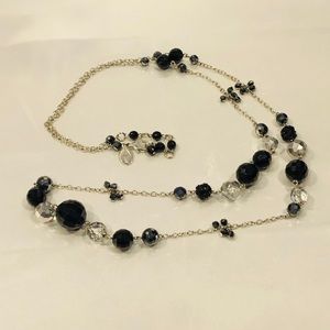 WH|BM Black and Clear Beads & Crystal Necklace